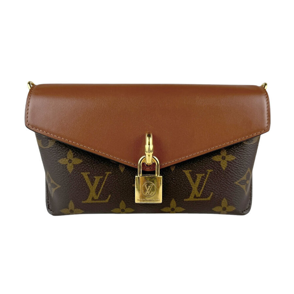 Louis Vuitton Monogram Padlock On Strap Canvas Leather Shoulder Bag Gold Brown